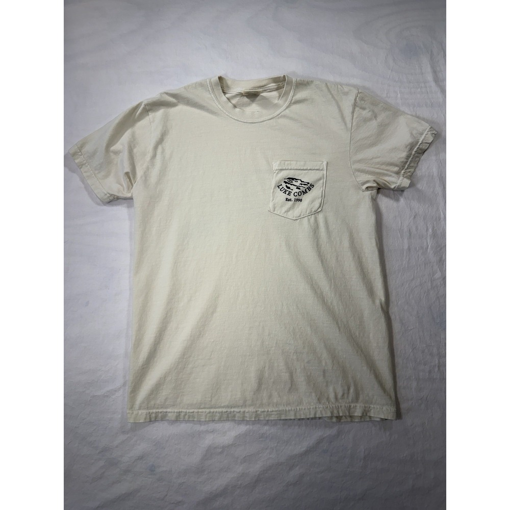 Luke Combs Est 1990 Pocket T-Shirt Natural Cream Mens Medium Comfort Colors